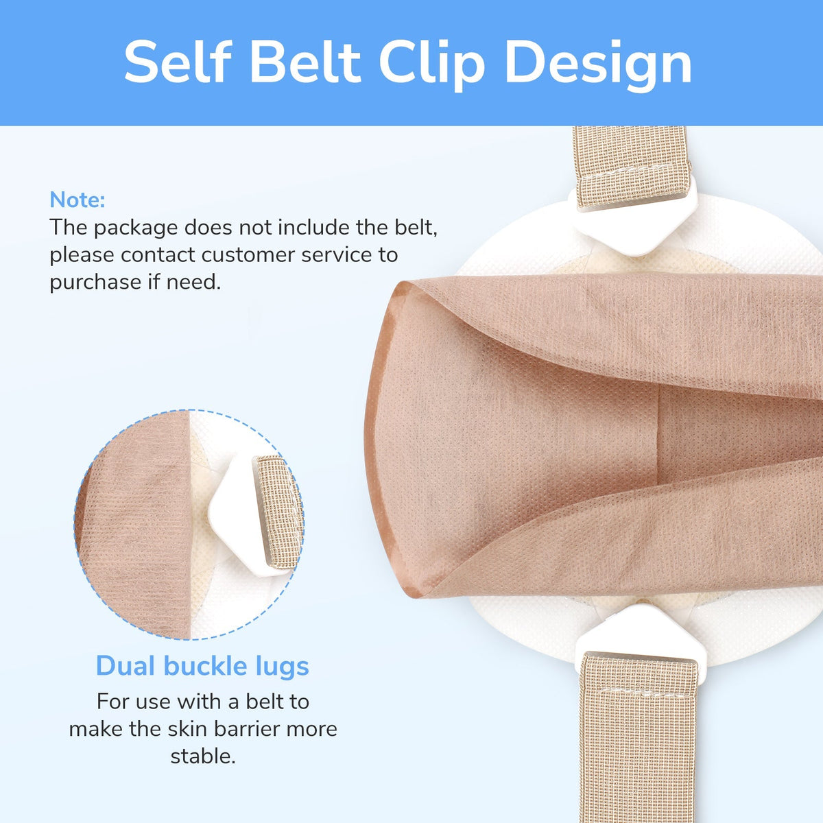 Onnohere Convex Ostomy Bags with Fast Vent & Dual-Layer Hydrocolloid Barrier – 10 Pack + Waist Belt