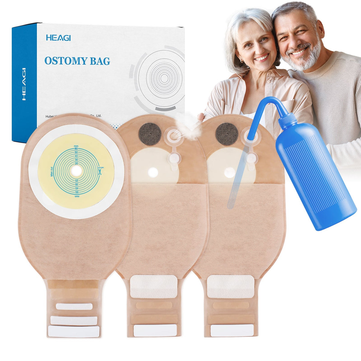 Onnohere Dual Vent System Colostomy Bags for Ileostomy, One Piece Drainable Pouch Ostomy Supplies