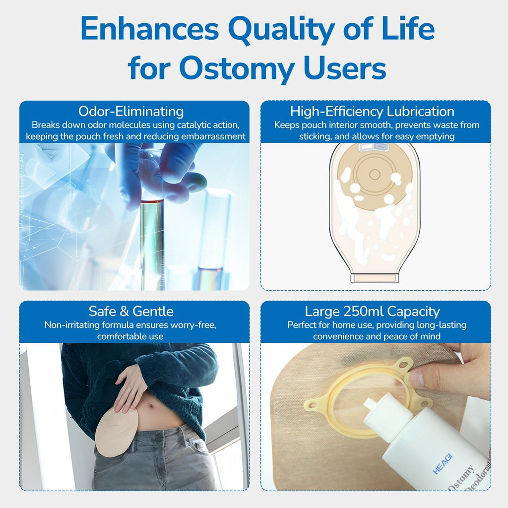 Onnohere Odor Eliminator Drops for Colostomy Bags, Ostomy Drops, Unscented Lubricating Deodorizer for Ileostomy Bags (250ml)