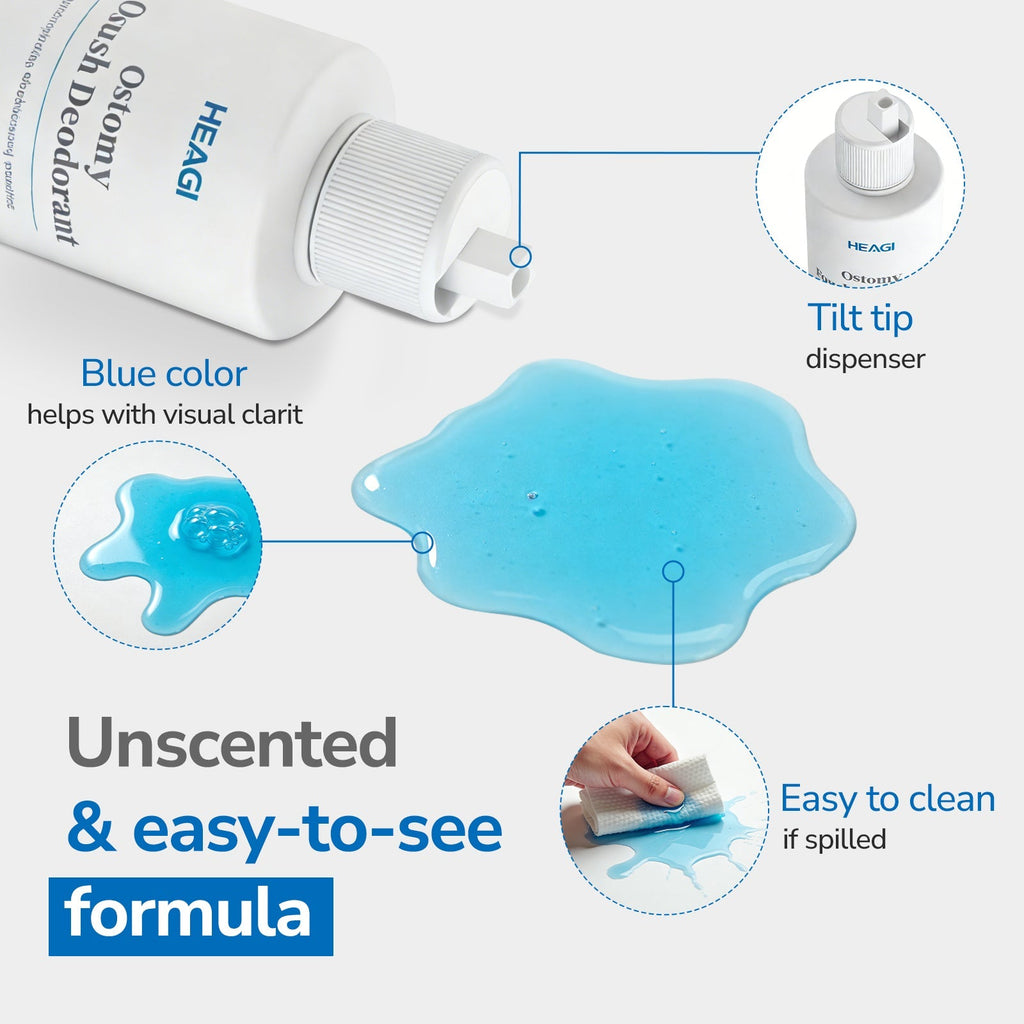 Onnohere Odor Eliminator Drops for Colostomy Bags, Ostomy Drops, Unscented Lubricating Deodorizer for Ileostomy Bags (250ml)