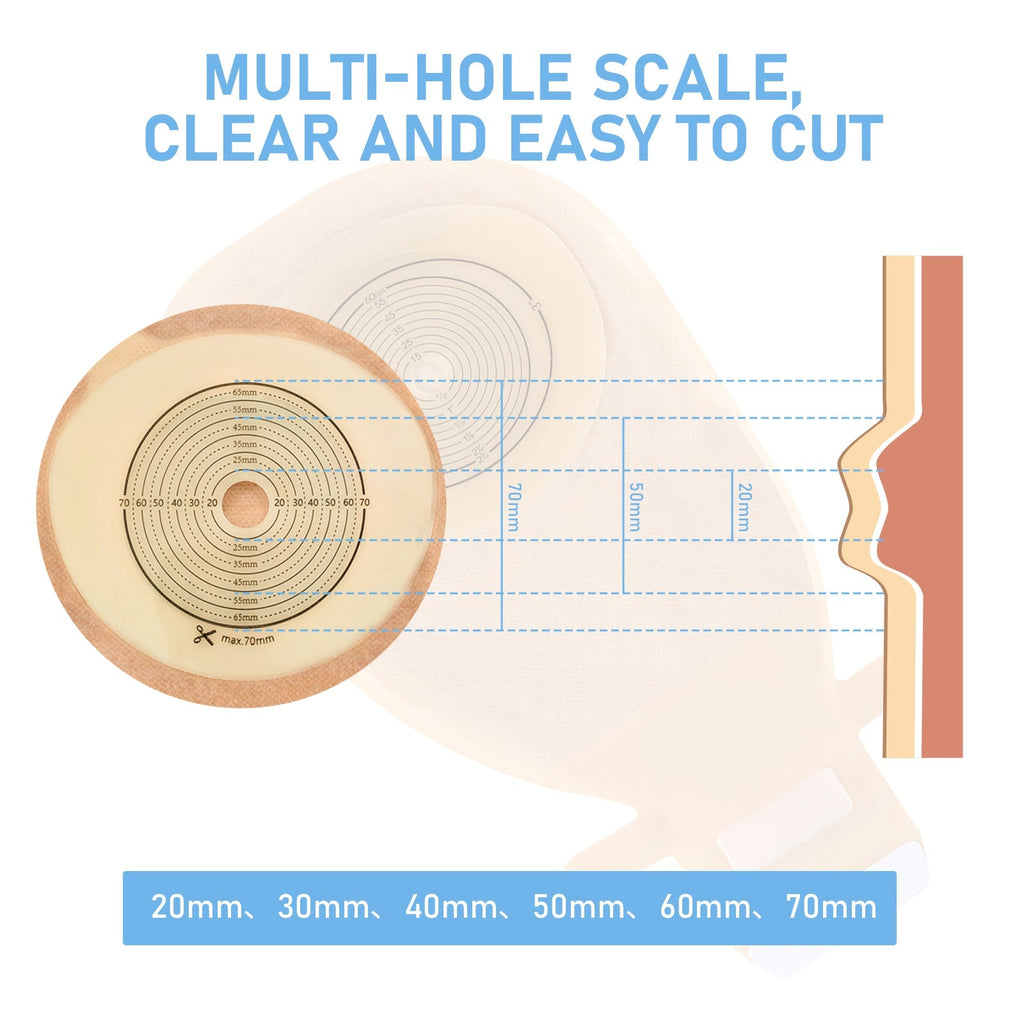 Onnohere One-Piece Colostomy Bags Cut-to-Fit Drainable Ostomy Pouches for Ileostomy Stoma Care