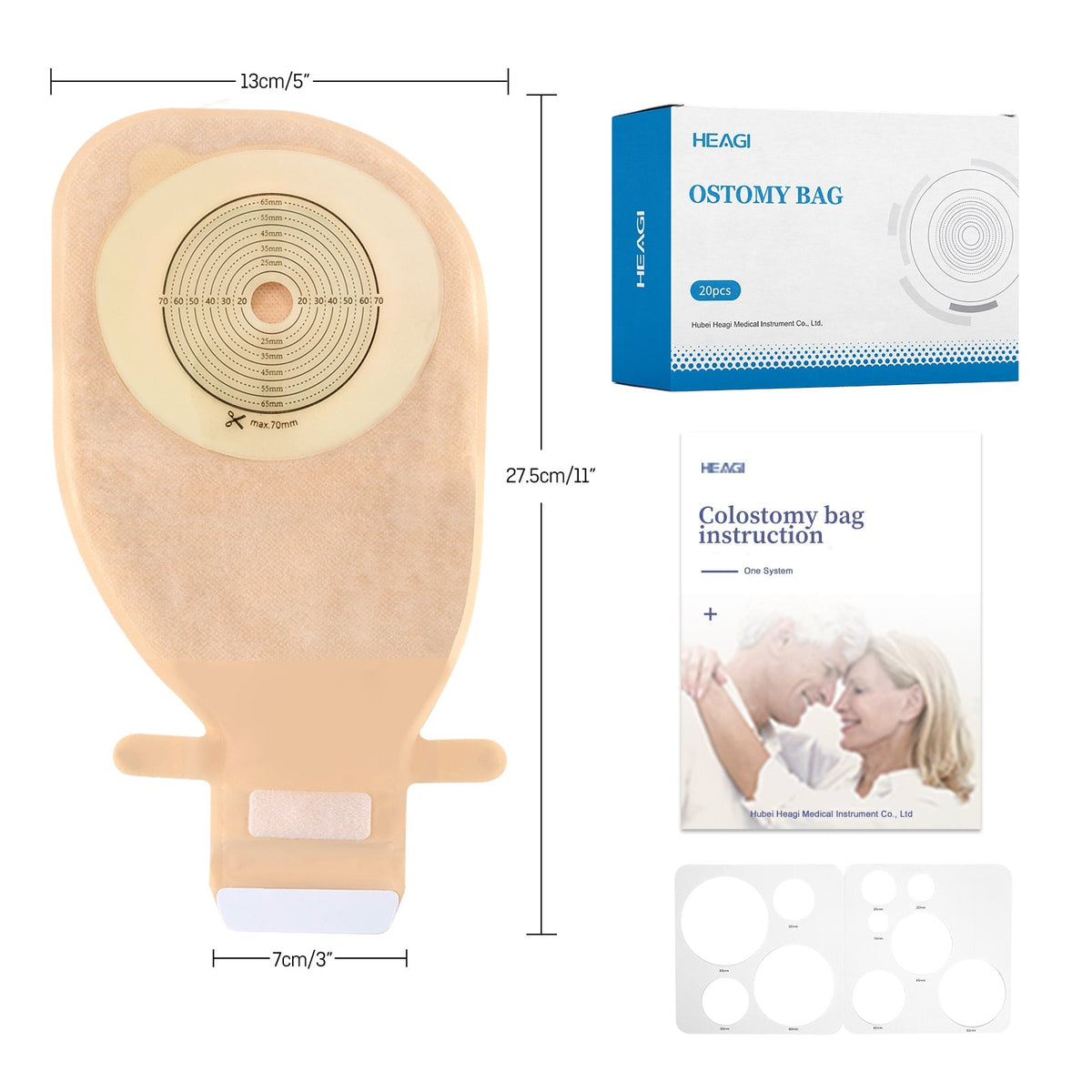 Onnohere One-Piece Colostomy Bags Cut-to-Fit Drainable Ostomy Pouches for Ileostomy Stoma Care