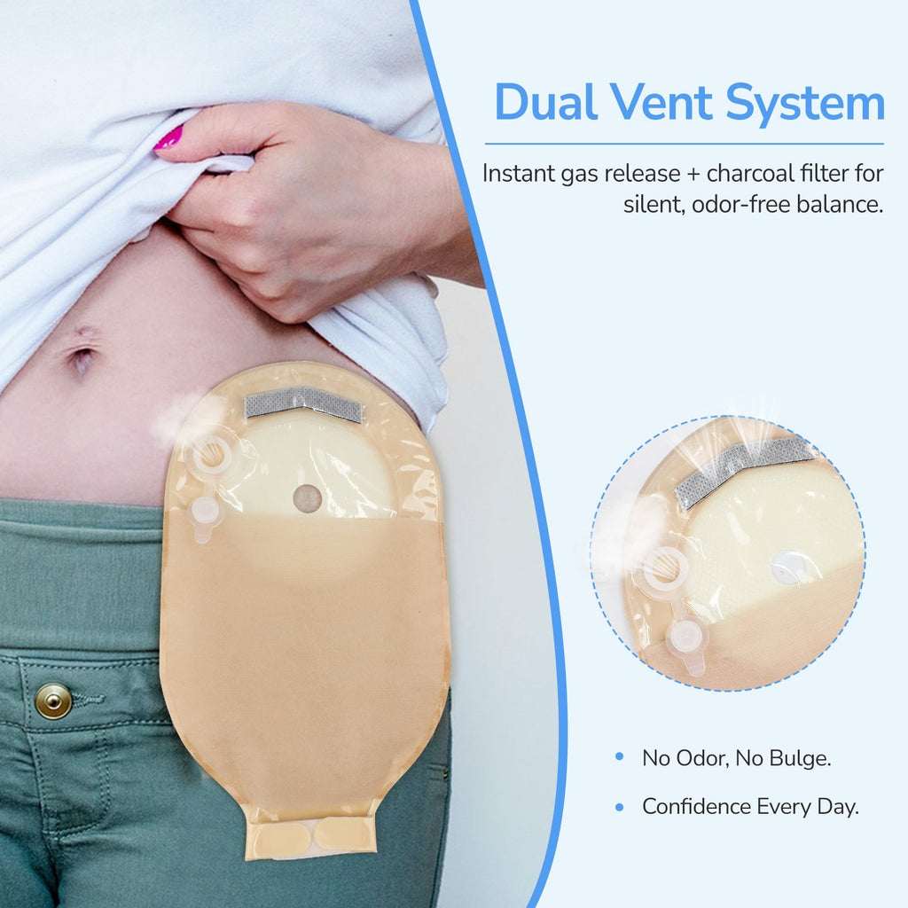 Onnohere One-Piece Colostomy Bags with Dual Vent System, 15–85mm Drainable Pouches Ostomy Supplies 20PCS