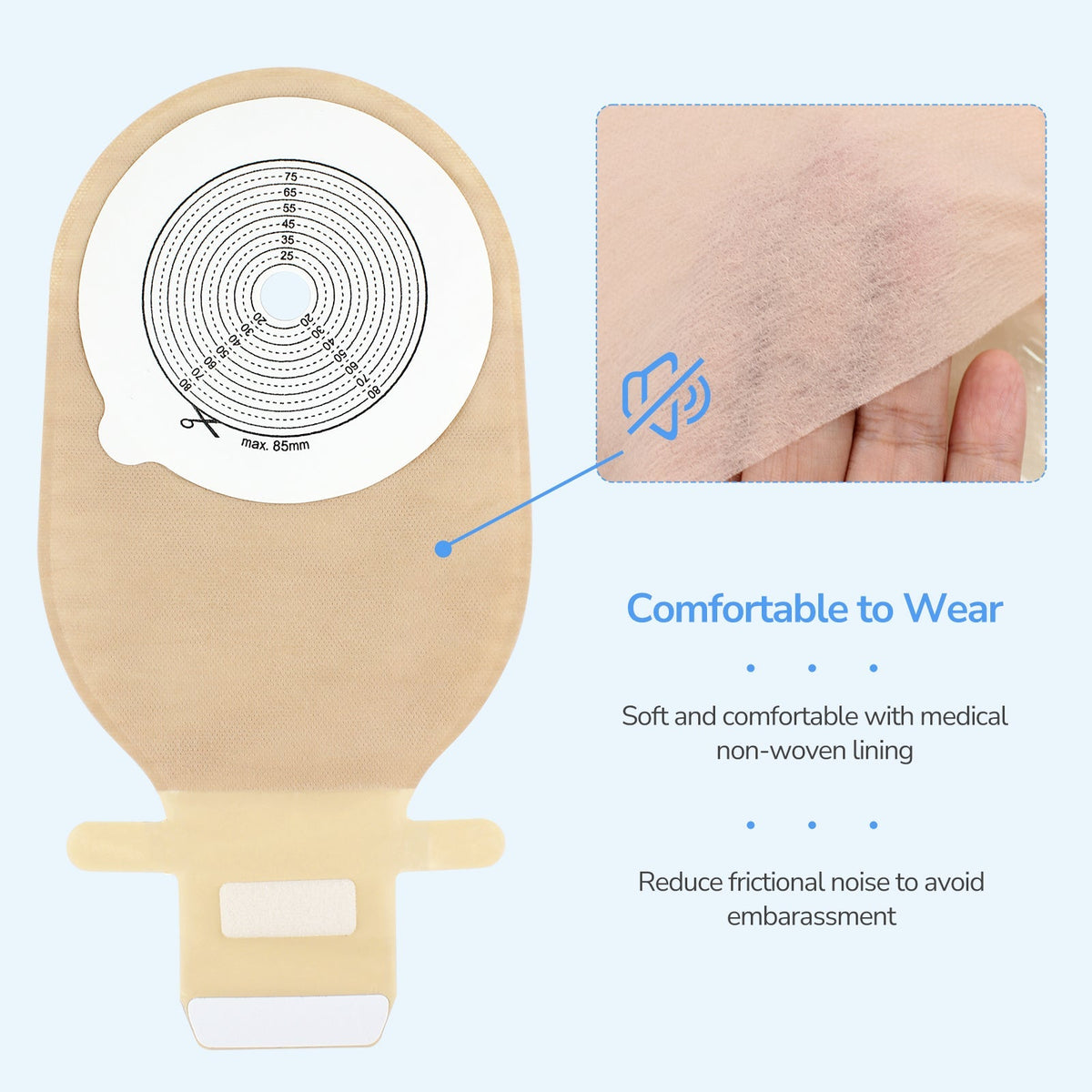 Onnohere One-Piece Colostomy Bags with Dual Vent System, 15–85mm Drainable Pouches Ostomy Supplies 20PCS