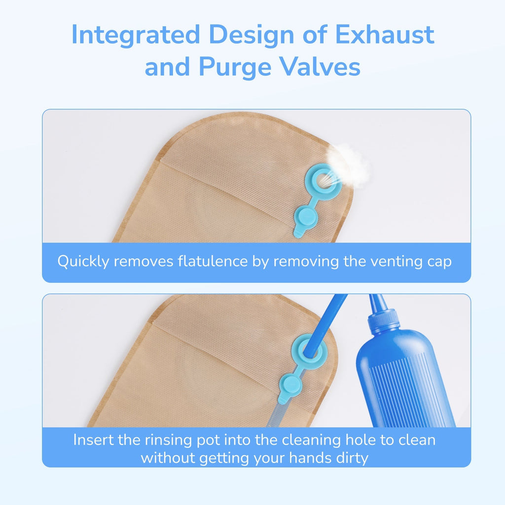 Onnohere One-Piece Colostomy Bags with Fast Vent & Oval Barrier 20-75mm Ostomy Drainable  Pouches 20 Pack