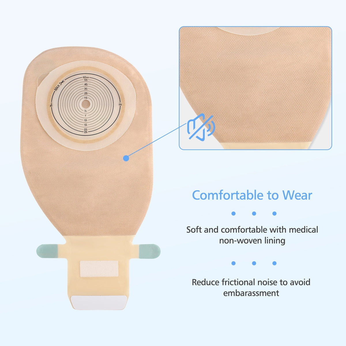Onnohere One-Piece Colostomy Bags with Fast Vent & Oval Barrier 20-75mm Ostomy Drainable  Pouches 20 Pack