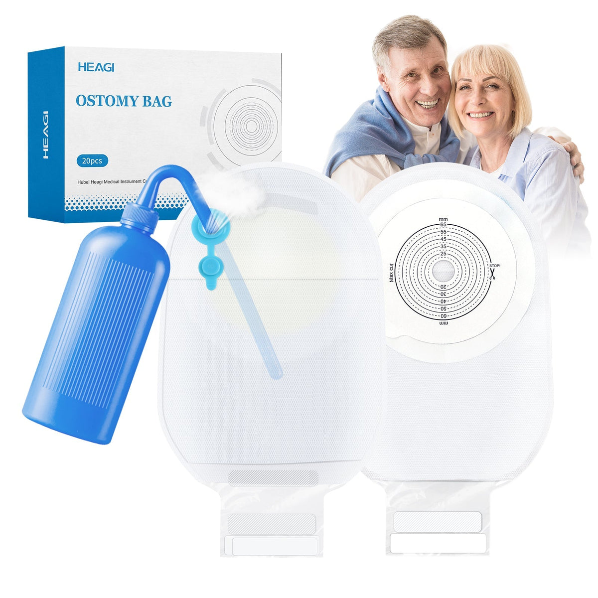 Onnohere One-Piece Drainable Colostomy Bags with Fast Vent & Secure Hook Closure 20 Pack Ostomy pouch