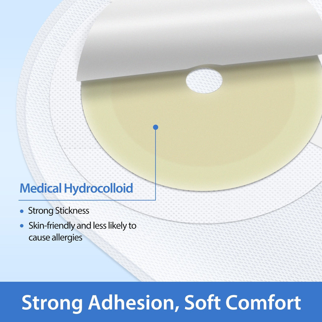 Onnohere One-Piece Drainable Colostomy Bags with Fast Vent & Secure Hook Closure 20 Pack Ostomy pouch