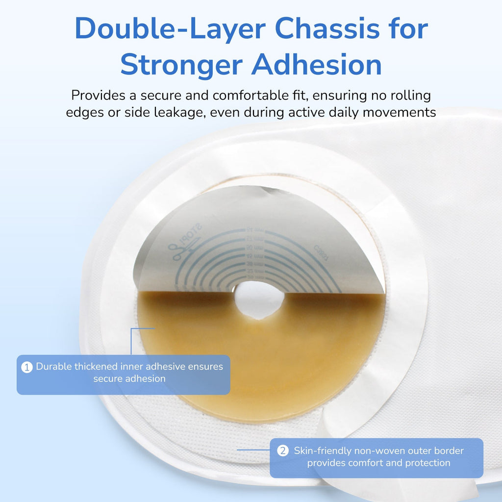 Buy 2 Get 1 Free Onnohere One-Piece Drainable Ostomy Bags (22771 Style) Tape Collar with 1-Sided Comfort Panel19–64mm, 10 Pack