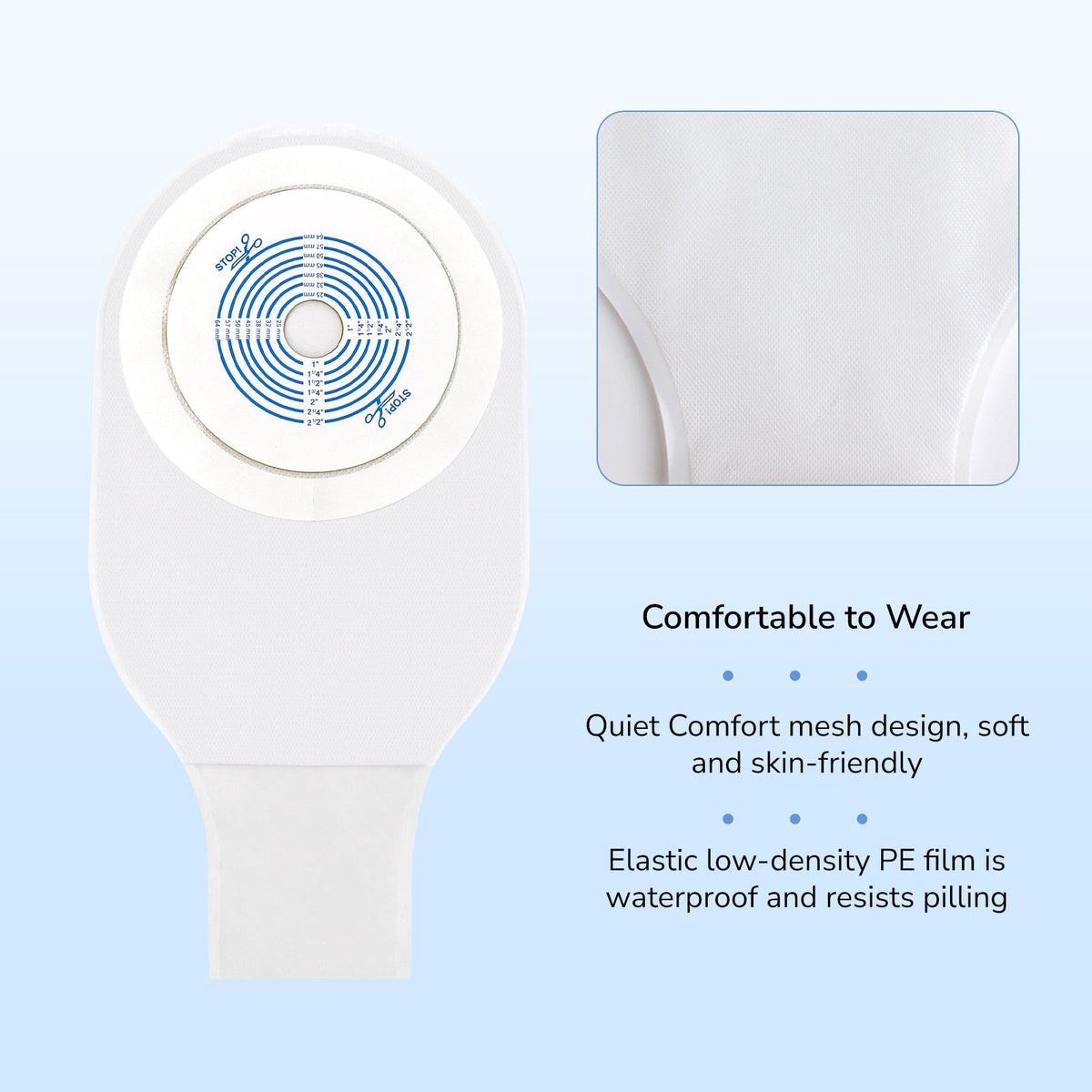 Buy 2 Get 1 Free Onnohere One-Piece Drainable Ostomy Bags (22771 Style) Tape Collar with 1-Sided Comfort Panel19–64mm, 10 Pack