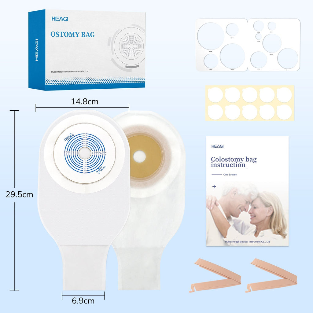 Buy 2 Get 1 Free Onnohere One-Piece Drainable Ostomy Bags (22771 Style) Tape Collar with 1-Sided Comfort Panel19–64mm, 10 Pack