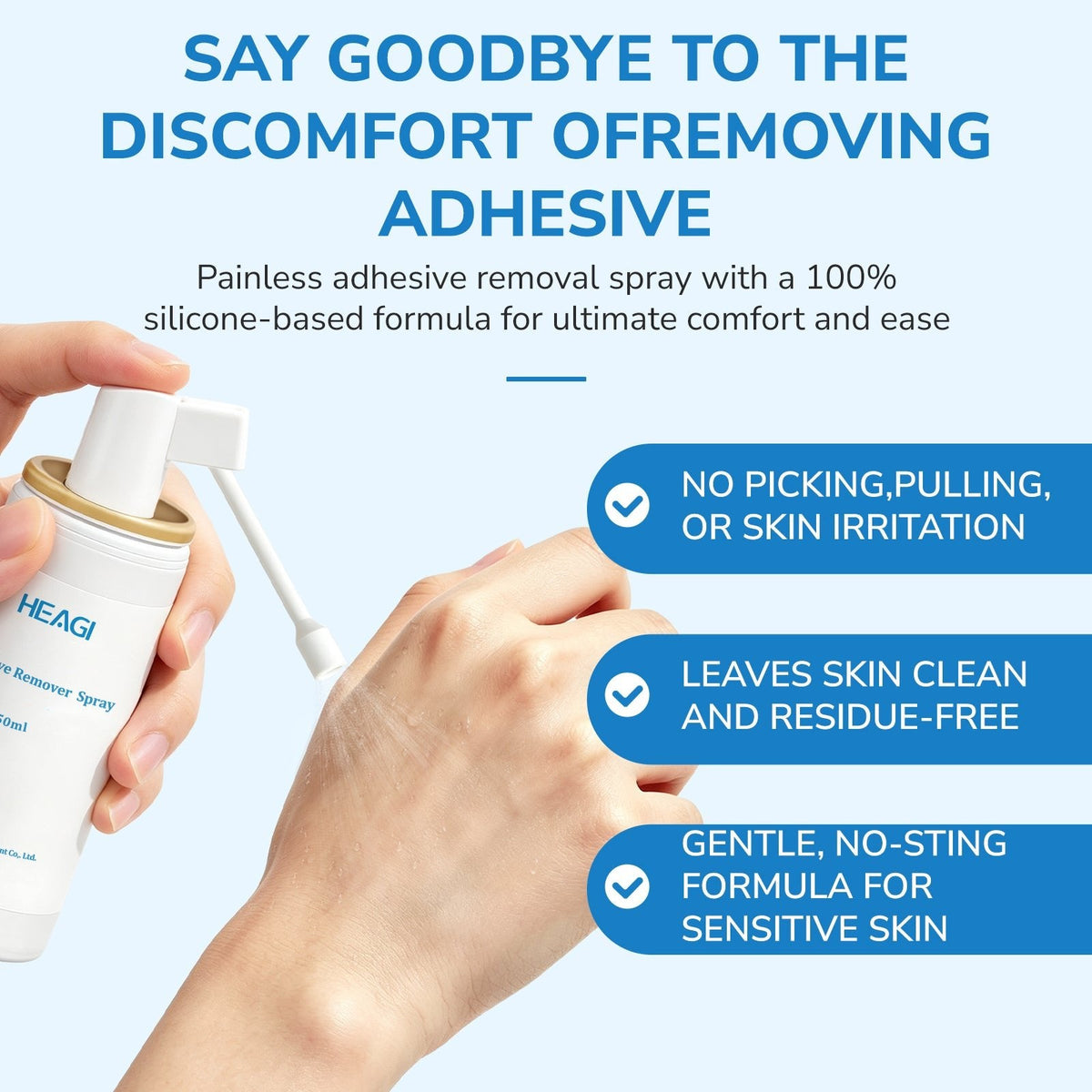 Onnohere Ostomy Adhesive Remover Spray – No-Sting Skin-Friendly Spray for Gentle Adhesive Removal (50ml) Ostomy Care