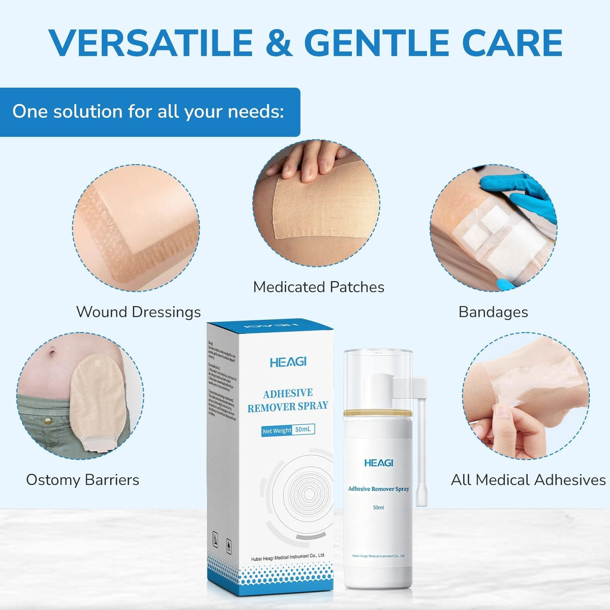 Onnohere Ostomy Adhesive Remover Spray – No-Sting Skin-Friendly Spray for Gentle Adhesive Removal (50ml) Ostomy Care