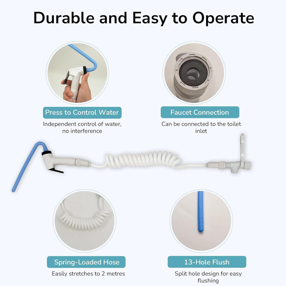 Onnohere Ostomy Bag Cleaning Tool - Colostomy Bag Flusher - Universal Fit with Easy Attachment for Toilet Inlet or Tap 20mm