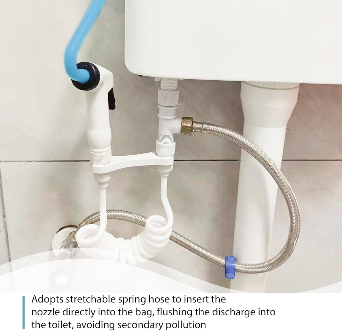 Onnohere Ostomy Bag Cleaning Tool - Colostomy Bag Flusher - Universal Fit with Easy Attachment for Toilet Inlet or Tap 20mm
