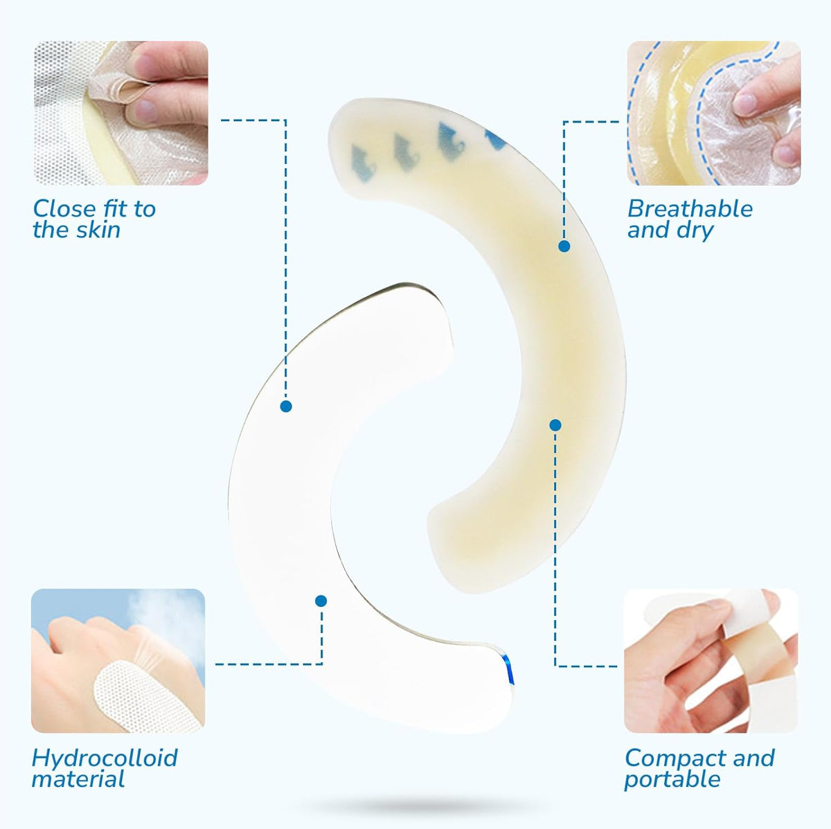 Onnohere Ostomy Barrier Strips 10 PCS - Elastic Hydrocolloid Tape for Colostomy and Ileostomy Bags - Skin-Friendly Ostomy Supplies