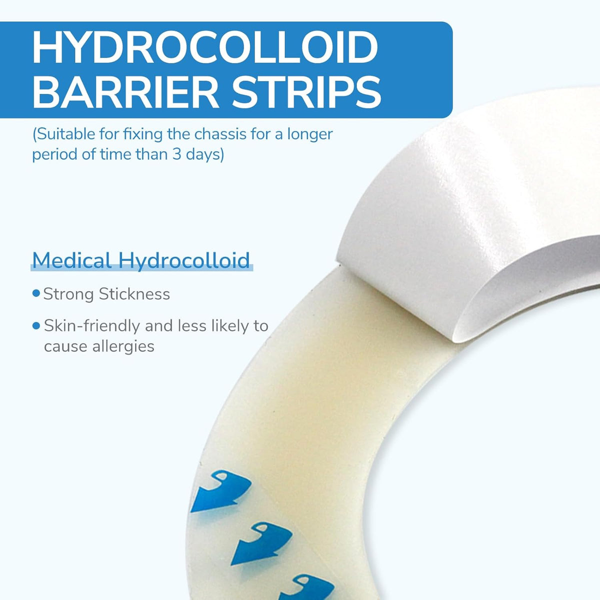 Onnohere Ostomy Barrier Strips 10 PCS - Elastic Hydrocolloid Tape for Colostomy and Ileostomy Bags - Skin-Friendly Ostomy Supplies