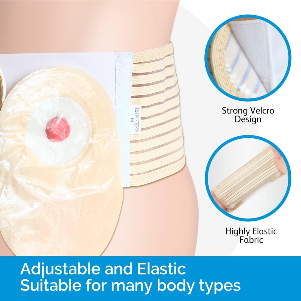 Onnohere Ostomy Hernia Support Belt - Elastic Abdominal Belt for Men and Women - Prevents Stoma Hernia, Reinforces Colostomy Bag