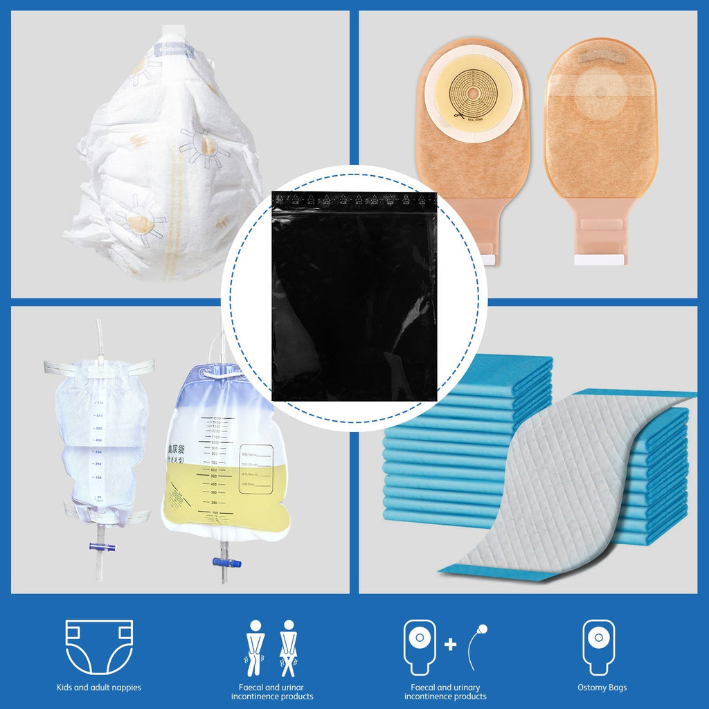Onnohere 100 Pack Ostomy Pouch Disposal Bags Eco-Friendly High-Sealing Odor Control
