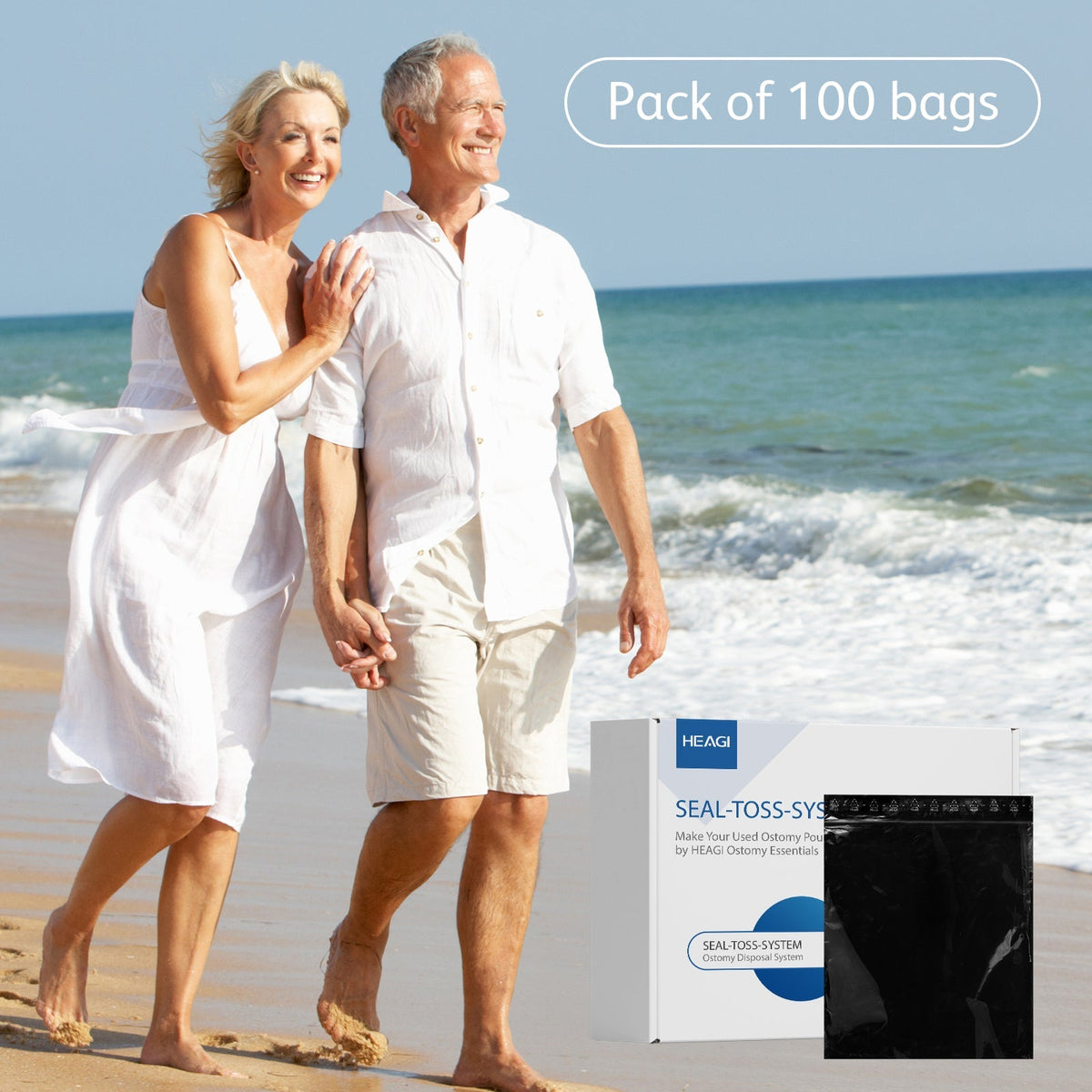 Onnohere 100 Pack Ostomy Pouch Disposal Bags Eco-Friendly High-Sealing Odor Control