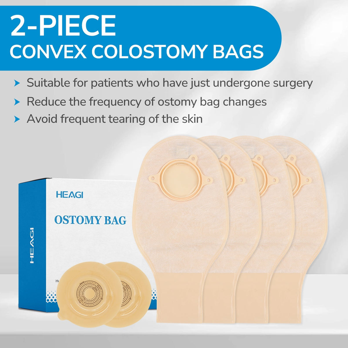 Onnohere 2 Piece Convex Colostomy Bags For Ileostomy Ostomy Pouch with Clamp