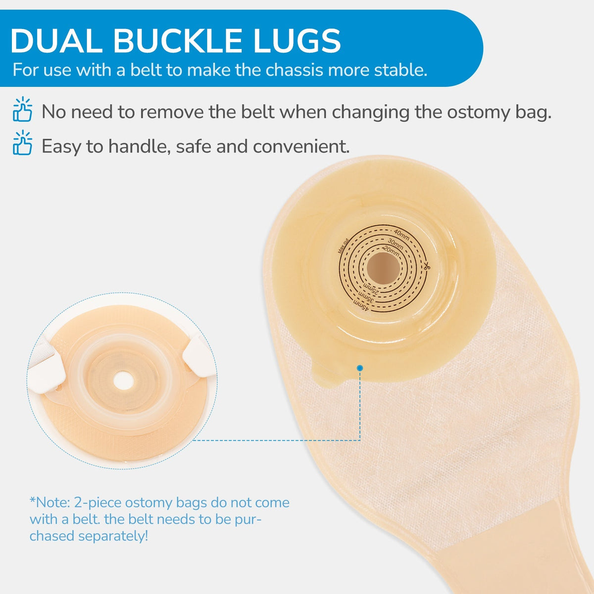 Onnohere 2 Piece Convex Colostomy Bags For Ileostomy Ostomy Pouch with Clamp