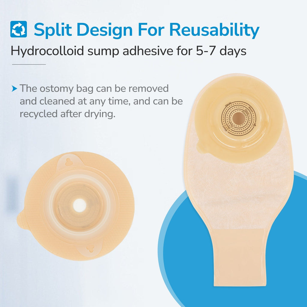Onnohere 2 Piece Convex Colostomy Bags For Ileostomy Ostomy Pouch with Clamp