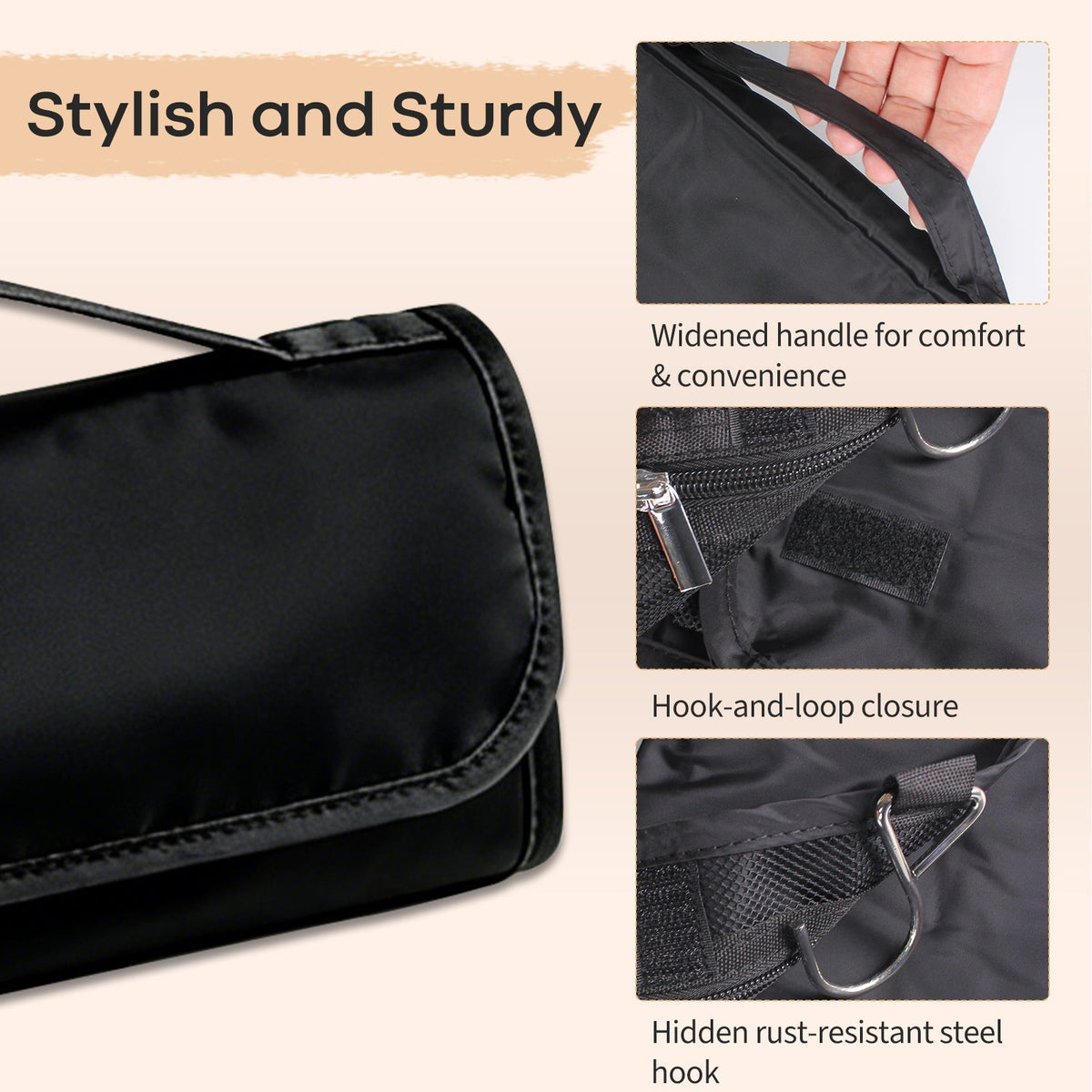 Onnohere Ostomy Travel Organizer Bag with Hook – Foldable Hanging Storage for Colostomy Toiletries Makeup