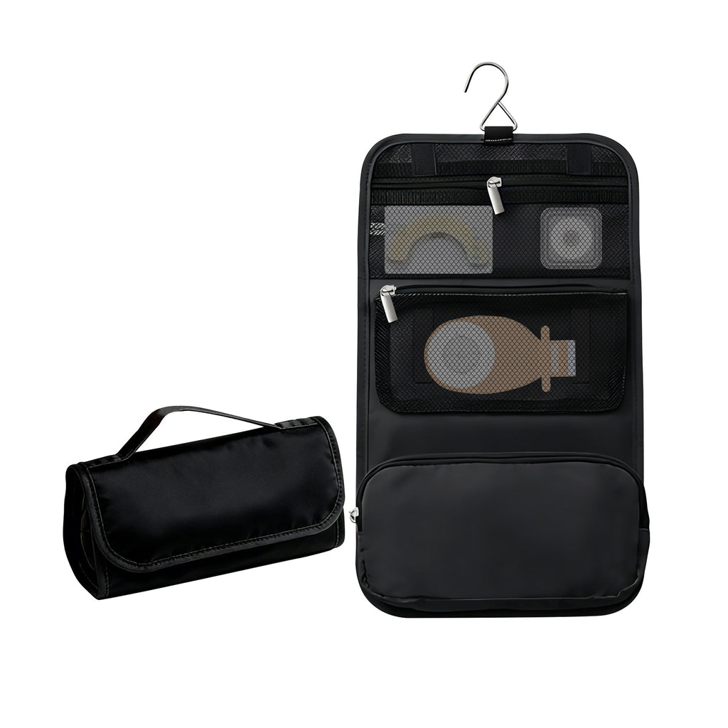 Onnohere Ostomy Travel Organizer Bag with Hook – Foldable Hanging Storage for Colostomy Toiletries Makeup