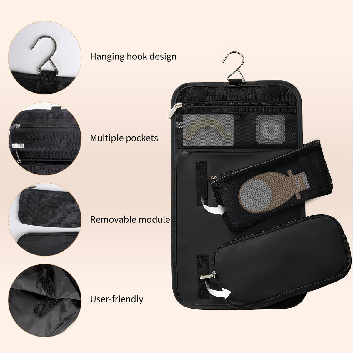 Onnohere Ostomy Travel Organizer Bag with Hook – Foldable Hanging Storage for Colostomy Toiletries Makeup