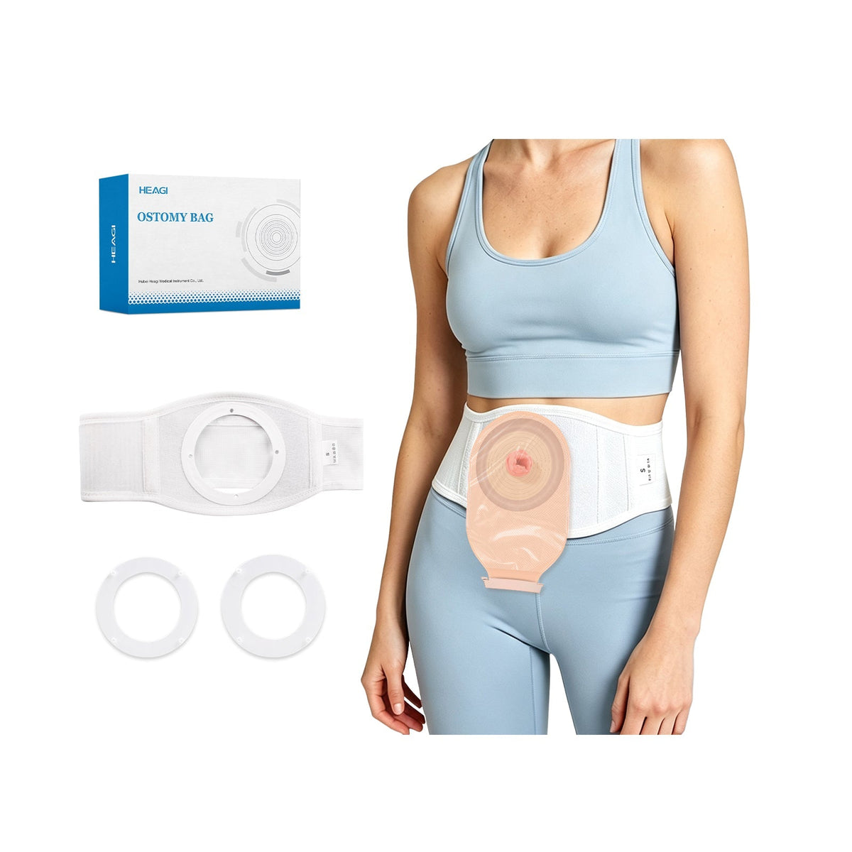 Onnohere Premium Ostomy Hernia Support Belt for Men & Women, Adjustable Abdominal Ostomy Belt with Snap-In Rings