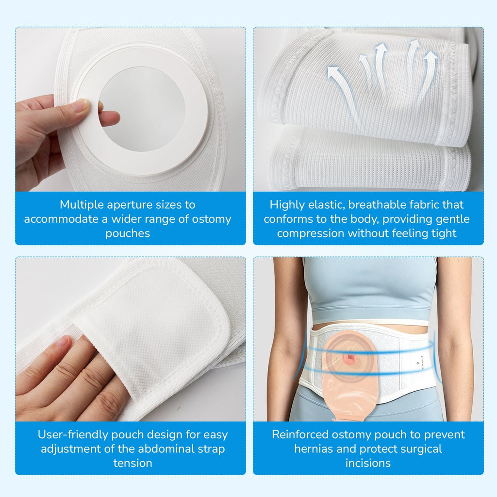 Onnohere Premium Ostomy Hernia Support Belt for Men & Women, Adjustable Abdominal Ostomy Belt with Snap-In Rings