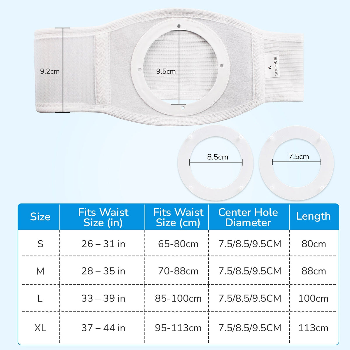 Onnohere Premium Ostomy Hernia Support Belt for Men & Women, Adjustable Abdominal Ostomy Belt with Snap-In Rings