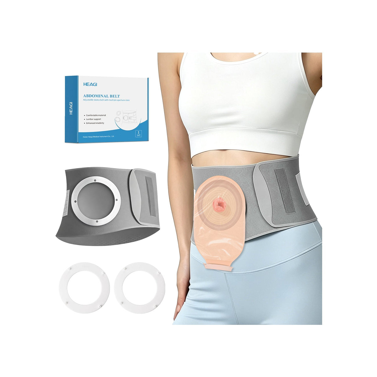 Onnohere Premium Ostomy Support Belt with Snap-In Rings – Ergonomic Abdominal Support System for Colostomy & Ileostomy Users