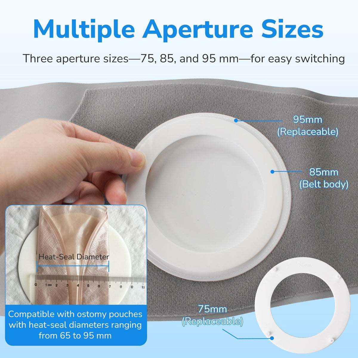 Onnohere Premium Ostomy Support Belt with Snap-In Rings – Ergonomic Abdominal Support System for Colostomy & Ileostomy Users