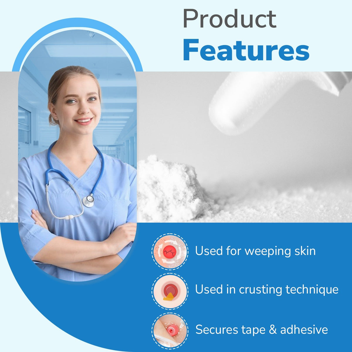 Onnohere Stoma Powder, Ostomy Skin Care Powder, Protects Skin Keep Dry Ostomy Powder Adapt Stoma Powder (25g)