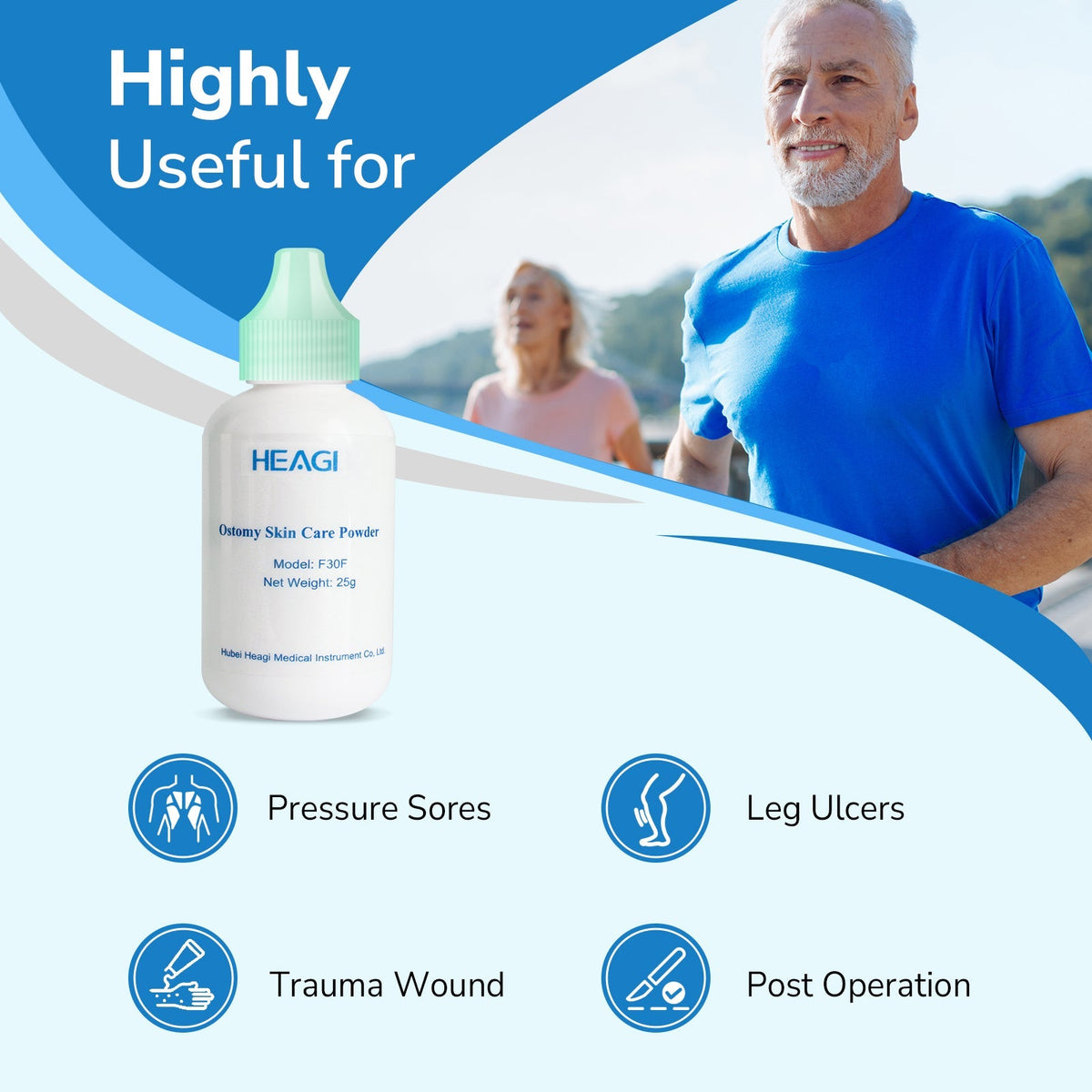Onnohere Stoma Powder, Ostomy Skin Care Powder, Protects Skin Keep Dry Ostomy Powder Adapt Stoma Powder (25g)