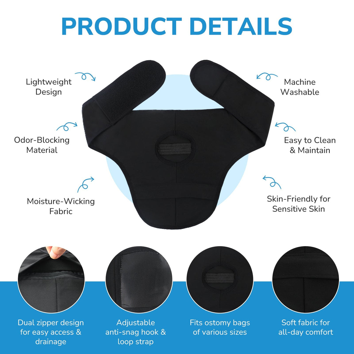 Onnohere Upgraded Ostomy Support Belt, Colostomy, Ileostomy, Urostomy, Ostomy Bag Cover Swimming & Sports, Stoma Stealth Belt